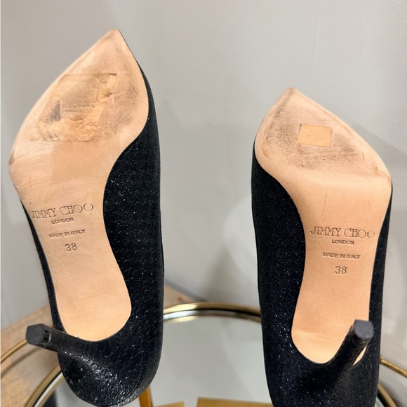 Jimmy Choo Black Glitter Pointed Toe Pumps - Picture 3 of 3